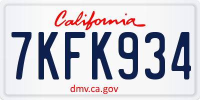 CA license plate 7KFK934