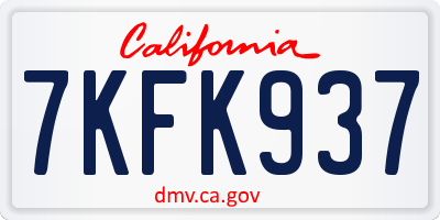 CA license plate 7KFK937