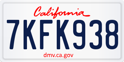 CA license plate 7KFK938
