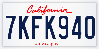 CA license plate 7KFK940