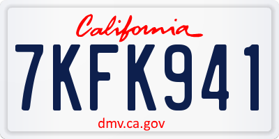 CA license plate 7KFK941