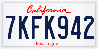 CA license plate 7KFK942