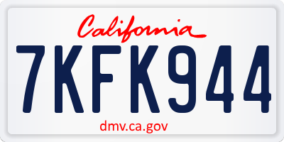 CA license plate 7KFK944