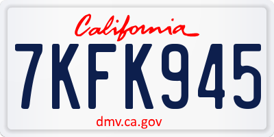 CA license plate 7KFK945