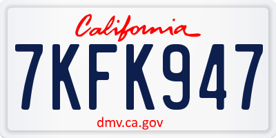 CA license plate 7KFK947