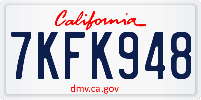 CA license plate 7KFK948