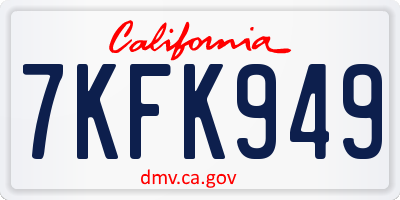 CA license plate 7KFK949