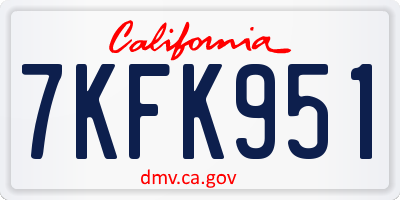 CA license plate 7KFK951