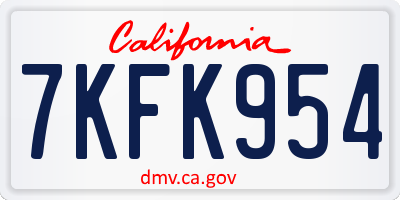 CA license plate 7KFK954
