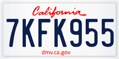CA license plate 7KFK955
