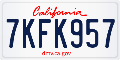 CA license plate 7KFK957