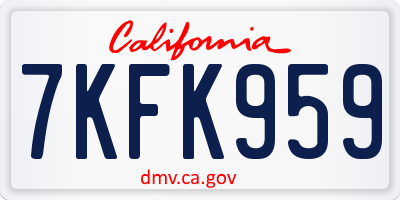CA license plate 7KFK959