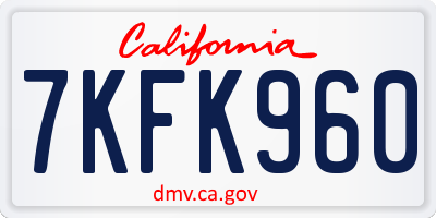 CA license plate 7KFK960