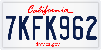 CA license plate 7KFK962