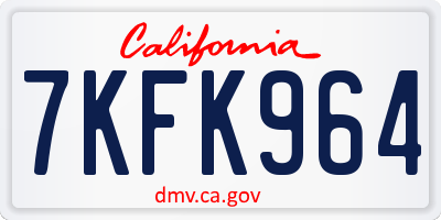 CA license plate 7KFK964