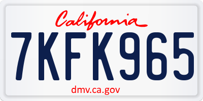 CA license plate 7KFK965