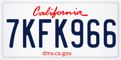 CA license plate 7KFK966