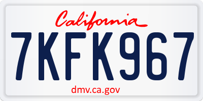 CA license plate 7KFK967