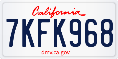CA license plate 7KFK968