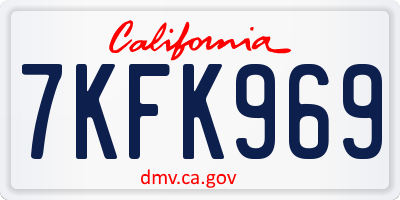 CA license plate 7KFK969