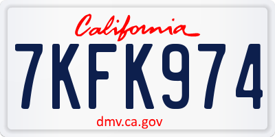 CA license plate 7KFK974