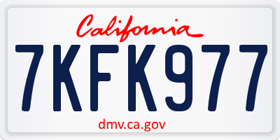CA license plate 7KFK977