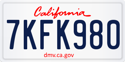CA license plate 7KFK980