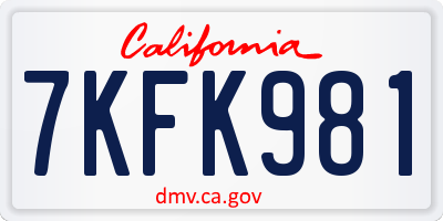 CA license plate 7KFK981