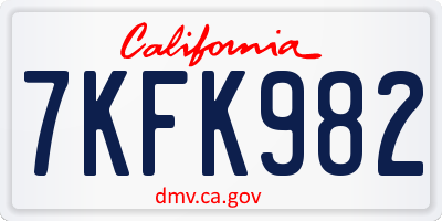 CA license plate 7KFK982