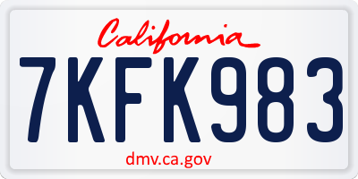 CA license plate 7KFK983