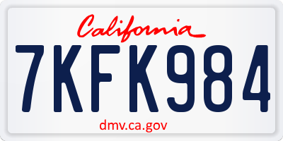 CA license plate 7KFK984