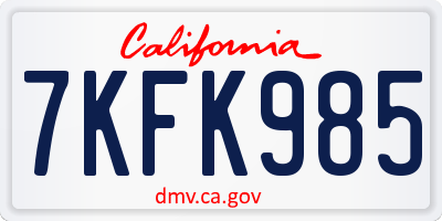 CA license plate 7KFK985