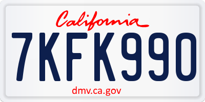CA license plate 7KFK990