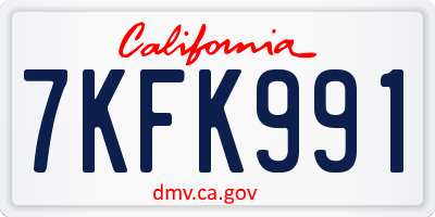 CA license plate 7KFK991