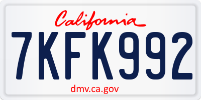 CA license plate 7KFK992