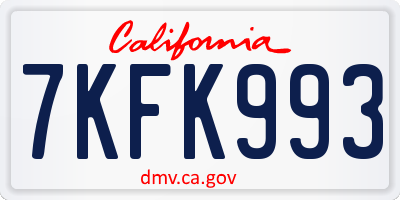 CA license plate 7KFK993