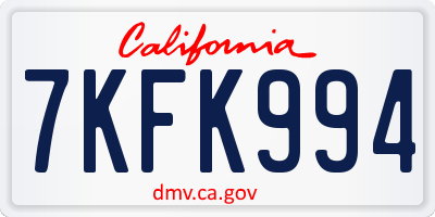 CA license plate 7KFK994