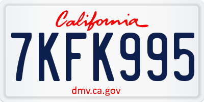 CA license plate 7KFK995