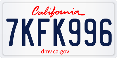 CA license plate 7KFK996