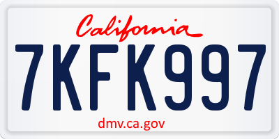 CA license plate 7KFK997