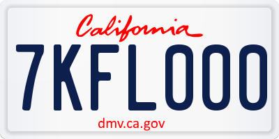 CA license plate 7KFL000