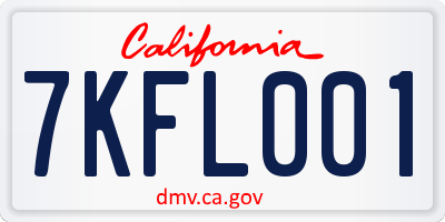 CA license plate 7KFL001