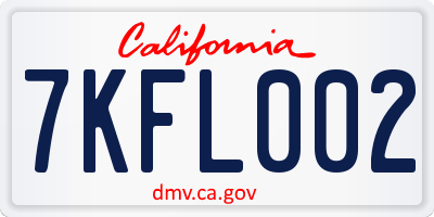 CA license plate 7KFL002