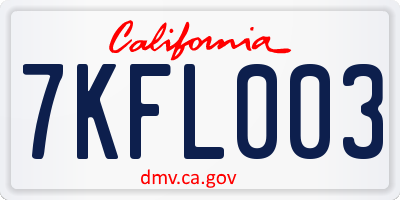 CA license plate 7KFL003