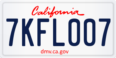 CA license plate 7KFL007