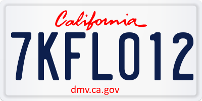 CA license plate 7KFL012