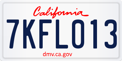 CA license plate 7KFL013
