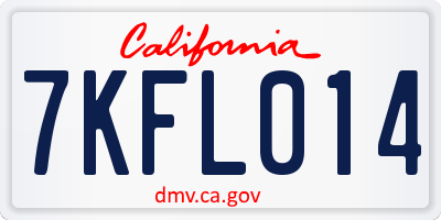 CA license plate 7KFL014
