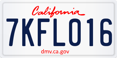 CA license plate 7KFL016