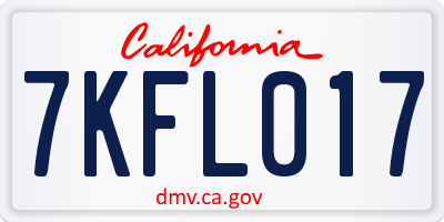 CA license plate 7KFL017